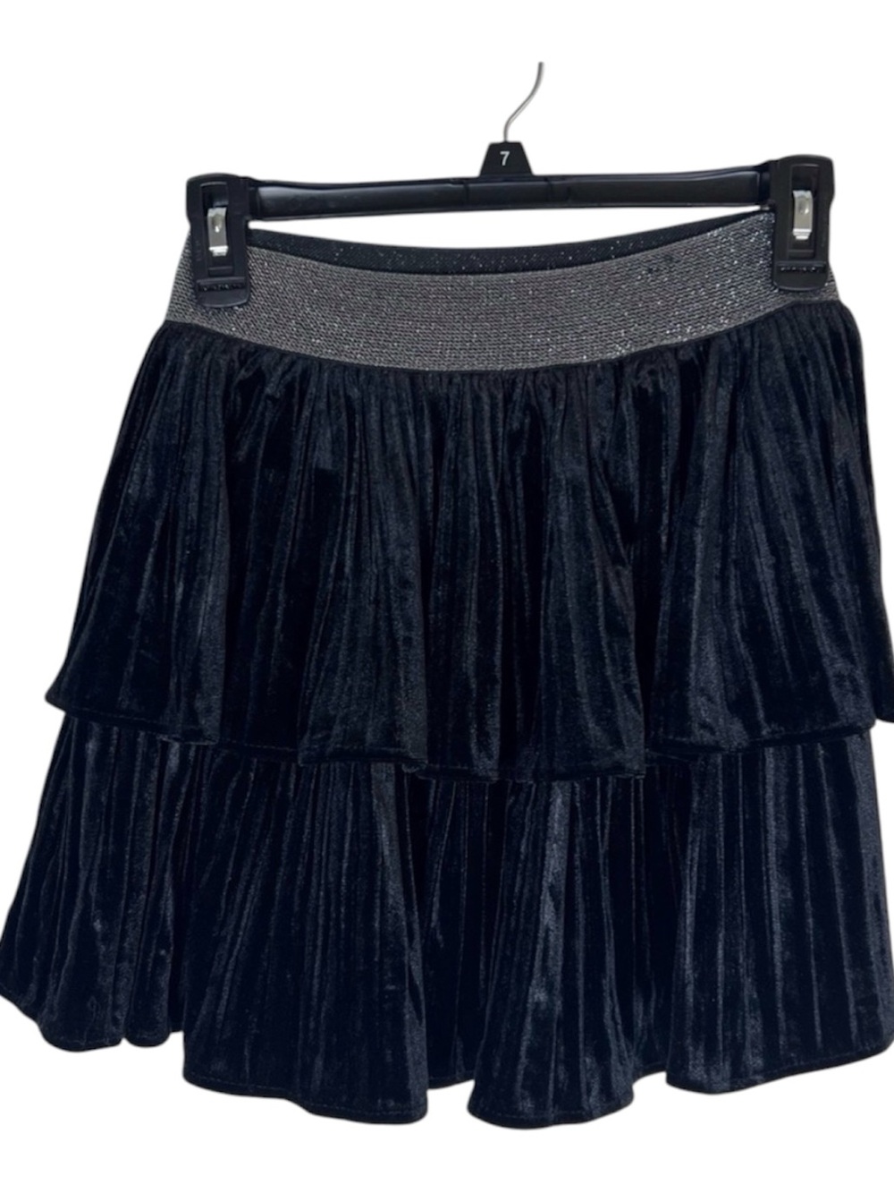 Tiered Black Velvet Skort Size S
